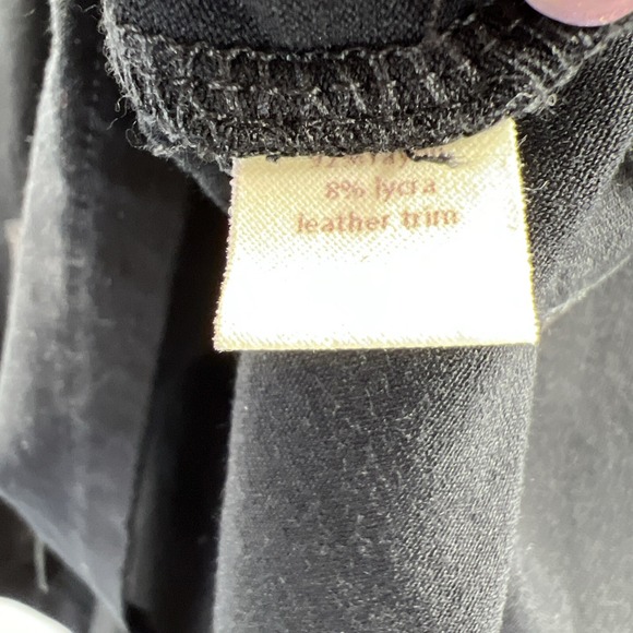 Elaine Kim Leather Trim Tunic Top‎ Sz L Gothic Black Tunic Long Sleeve Hi/Lo Hem - Picture 9 of 12